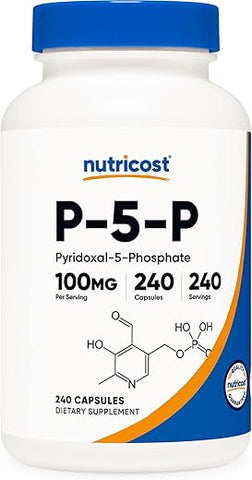 P5P Vitamina B6 100mg, 240 Cápsulas (Piridoxal-5-Fosfato) – Vegetariano, Não-OGM, Sem Glúten - Nutricost