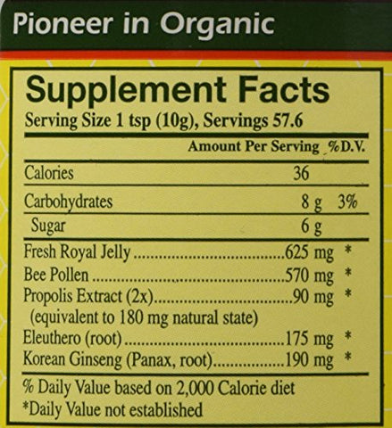 YS Eco Bee Farms - Mix de Mel, Própolis, Ginseng, Pólen de Abelha e Geléia Real Fresca – 36.000mg Y.S. Org 20,3 oz (600g)