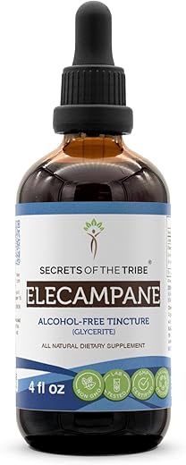 Secrets of the Tribe - Segredos da Tribo – Extrato Líquido de Elecampane Sem Álcool, Tintura de Raiz Seca de Elecampane (Inula Helenium) (120 ml)