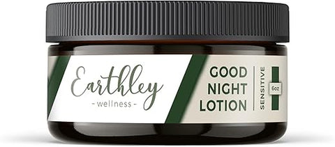 Loção Boa Noite, Loção de Magnésio, Óleo de Damasco, Manteiga de Karité, Manteiga de Manga, Cera de Candelilla, Óleo Essencial de Lavanda, Fragrância de Lavanda (180ml, Sensível) - Earthley Wellness