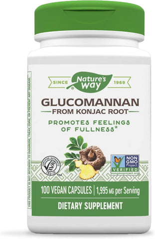 Nature's Way - Glucomannan Premium Herbal da Raiz de Konjac – 1.995 mg por porção, 100 Cápsulas Vegetais | Nature’s Way