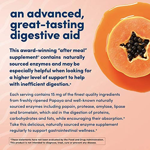 Super Papaya Enzyme Plus – Comprimidos Mastigáveis de Sabor Natural de Papaia – Promove a Digestão – 60 comprimidos - American Health
