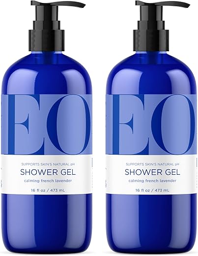 Gel de Banho Corporal, 473 ml (Pacote com 2), Lavanda, Limpeza Condicionadora da Pele à Base de Plantas Orgânicas com Óleos Essenciais Puros - EO