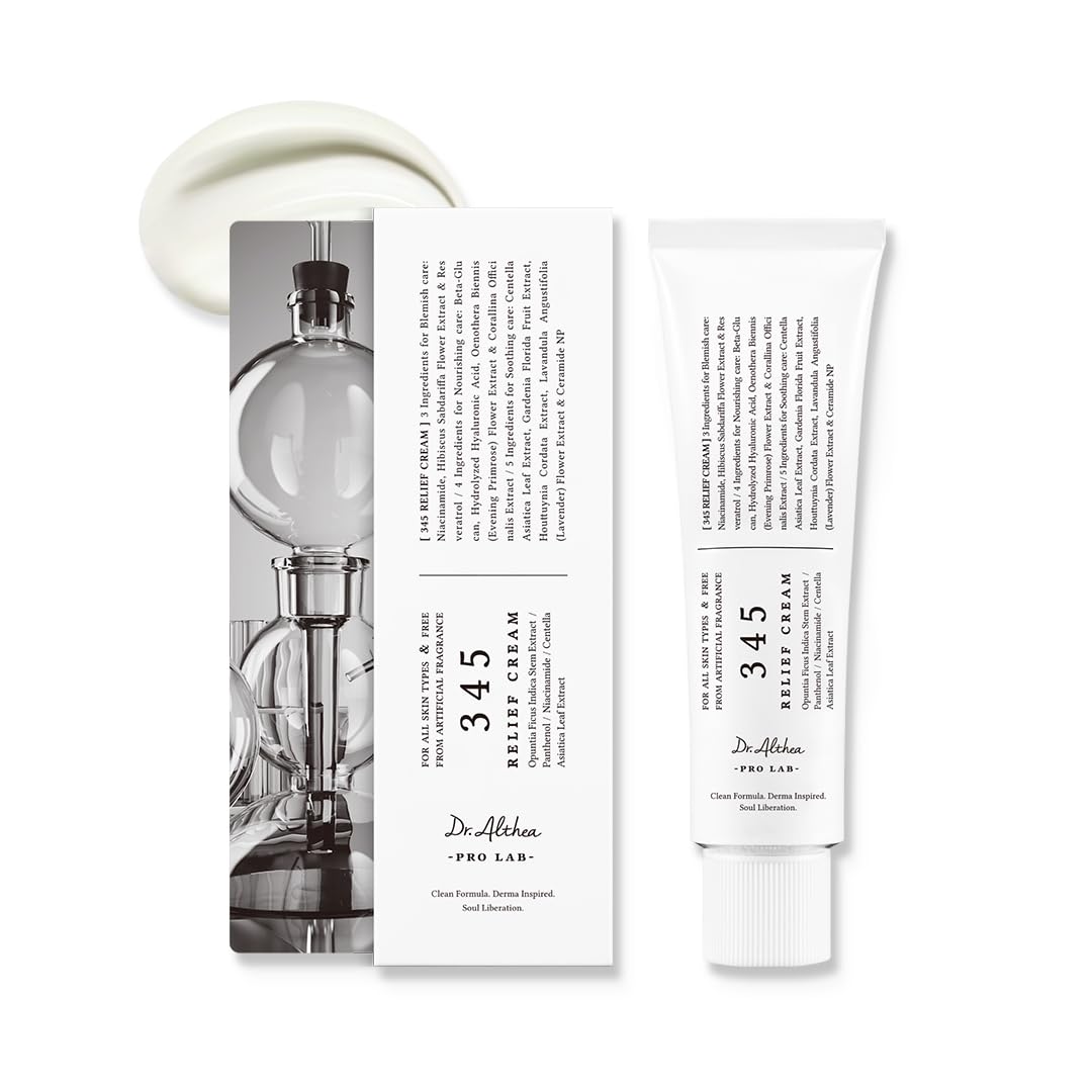 345 Relief Cream – Hidratante Facial para Pele com Acne, Oleosa, Pós-Acne, Calmante, Hidratação, Skincare Coreano, Creme Pomada, Fragrância Artificial - Dr.Althea