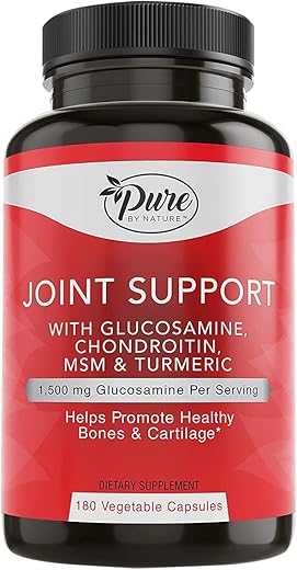 Suporte Articular, Glucosamina com Condroitina Cúrcuma MSM Boswellia, 180 Cápsulas - Pure By Nature