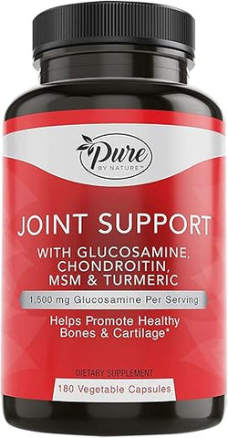 Suporte Articular, Glucosamina com Condroitina Cúrcuma MSM Boswellia, 180 Cápsulas - Pure By Nature