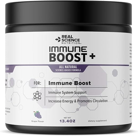 Real Science Nutrition - Immune Boost Plus | Fórmula Natural para Fortalecer a Imunidade, Saúde e Bem-Estar do Sistema Imunológico, Mais Poderoso que Sabugueiro, Zinco, Equinácea – em Pó de Ação Rápida