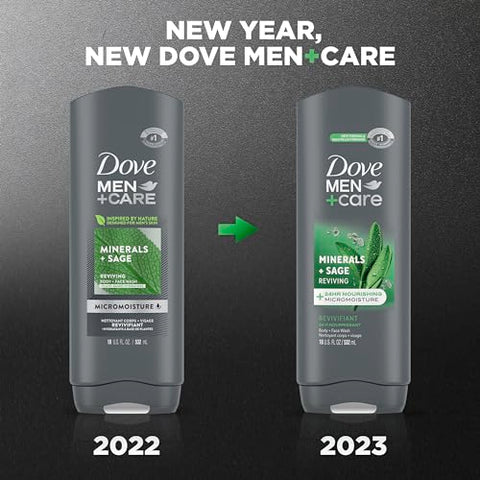 DOVE MEN + CARE - Dove Men Care Sabonete Líquido Mineral Sage 4 Unidades para Cuidados da Pele Masculina Lava Efetivamente as Bactérias Enquanto Nutre Sua Pele 18 ml