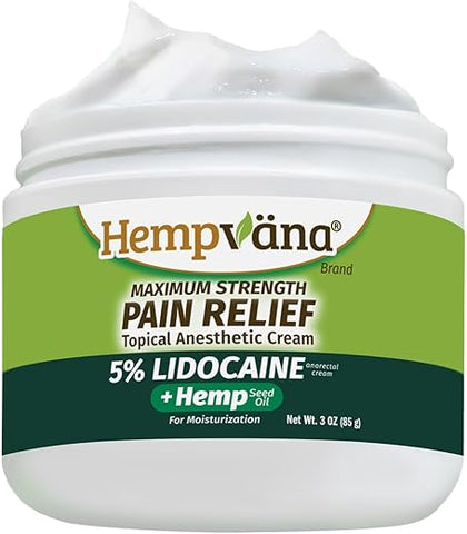 Creme Alívio Máximo 5%% Lidocaína, Forte, Numbs Nervos Irritados para Alívio Rápido Anorretal, Não Oleoso, Alívio Duradouro, AS-SEEN-ON-TV - Hempvana