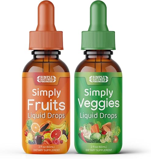 Simply Nature's Promise - Promessa da Natureza Simples – Suplementos de Frutas e Vegetais – Gotas Líquidas – Feito com Superfoods de Alimentos Integrais, Embalado com Vitaminas – Marca Simply Nature’s Promise