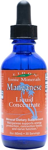 Manganês Líquido Cloridrato – Suplemento em Gotas para Água – Suporte à Saúde Óssea e de Cartilagem, Energia e Força, Digestão Adequada – 30ml - Eidon Ionic Minerals