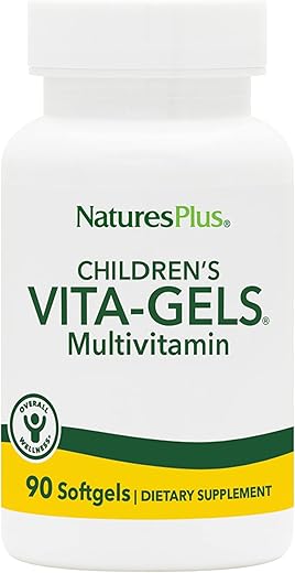 Natures Plus - NaturesPlus Vita-Gels Infantil – 90 Cápsulas Softgels Fáceis de Engolir – Sabor Natural de Laranja – Multivitamínico Infantil
