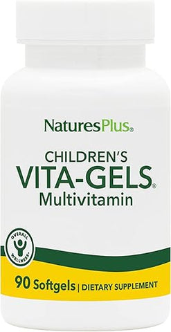 Natures Plus - NaturesPlus Vita-Gels Infantil – 90 Cápsulas Softgels Fáceis de Engolir – Sabor Natural de Laranja – Multivitamínico Infantil