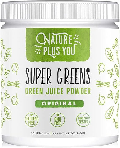 TruBaio - Super Greens em Pó Orgânico: Suplemento Não-OGM com Spirulina, Alfafa, Espinafre, Probióticos, Fibra e Enzimas Digestivas – Sem Adoçantes Artificiais – 30 Porções