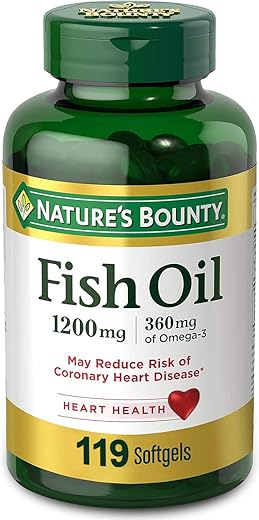 Nature's Bounty - Óleo de Peixe Nature’s Bounty – 1 Embalagem | Ômega 3, EPA e DHA | 1000 mg | 60 Cápsulas | Saúde Cardiovascular | Suplemento Alimentar