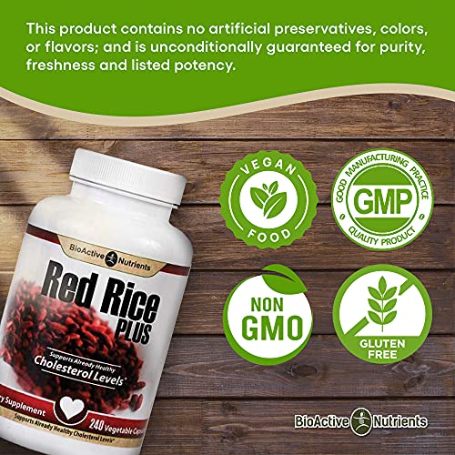 Bioactive Red Rice Plus BIOACTIVE NUTRIENTS - Suplemento Red Rice Plus – 240 Cápsulas Vegetais ...