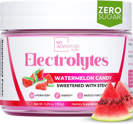 My Adventure to Fit - Zero Sugar – Pó de Eletrólitos de Melancia – Hidratação Refrescante – Energia Livre de Cafeína com Ingredientes Naturais – Vegano, Keto e Paleo – Eletrólitos sem Açúcar