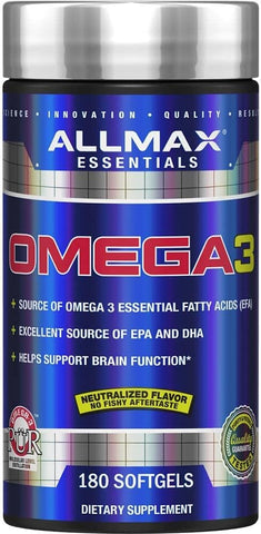 Ômega 3 Ultra-Puro Concentrado de Óleo de Peixe de Água Fria, 180 Cápsulas - ALLMAX Nutrition