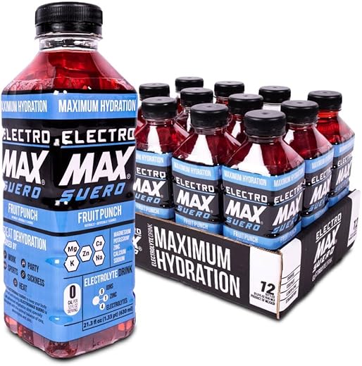 Bebida Eletrolítica Zero Açúcar – Pack com 12 Unidades (630 ml cada) – Hidratação para Esportes, Recuperação e Uso Diário – Magnésio, Potássio, Zinco, Cálcio – Zero Calorias - ELECTROMAX SUERO