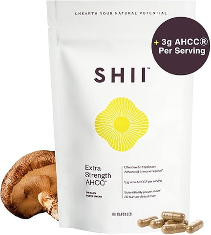 AHCC Extra Forte, 3g por Porção, Suporte Imunológico, Melhora do Desempenho Imunológico, Auxilia na Concentração, Vegano, Sem Glúten, Sem Açúcar, 100% Natural - SHII