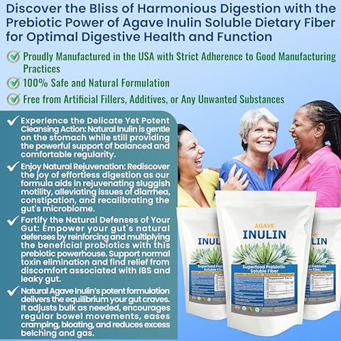 Kidney Restore - Pó de Inulina (1360g) Suplemento de Fibra Solúvel Prébiótica de Agave Suave para Suporte Digestivo, Saúde Intestinal, Receitas Veganas, Smoothies