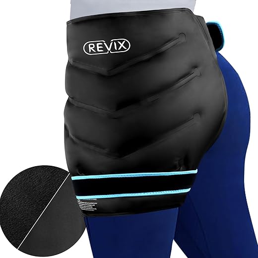 Envoltório de Gelo para Quadril Extra Grande Após Cirurgia, Compressa Fria Reutilizável para Cirurgia de Substituição de Quadril, Pacotes de Gelo em Gel para Lesões e Compressas Frias - REVIX