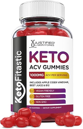 Justified Laboratories - Ketofitastic Gummies 1000MG ACV com Suco de Romã, Beterraba e B12 – 60 Gummys