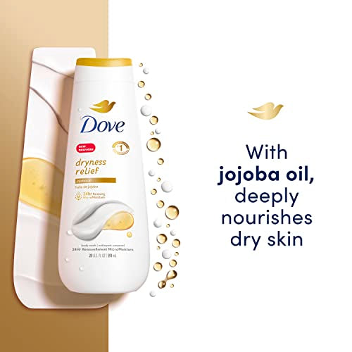 Body Wash Óleo de Jojoba Alívio da Secura 4 Unidades para Pele Renovada e Saudável – Limpeza Suave com MicroHidratação Renovadora 24h 20 ml - Dove