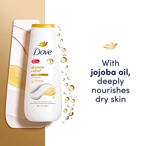 Body Wash Óleo de Jojoba Alívio da Secura 4 Unidades para Pele Renovada e Saudável – Limpeza Suave com MicroHidratação Renovadora 24h 20 ml - Dove