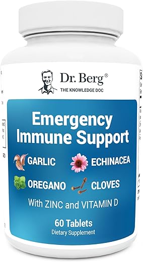 Dr. Berg Nutritionals - Dr. Berg Suporte Imunológico de Emergência c/ Equinácea – Potente Mistura de Extratos Herbais (Aviso: Forte Aroma Herbal) – Inclui 2.000 UI de Vitamina D