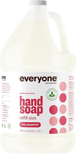 everyone for every body - Recarga de Sabonete Líquido para as Mãos Everyone, 1 Galão, Toranja Rubi, Limpeza à Base de Plantas com Óleos Essenciais Puros