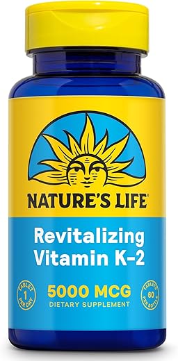 Nature's Life - NATURE’S LIFE – Vitamina K2 Revitalizante para Saúde Óssea, Arterial e Cardíaca – Suplemento de Alta Potência de Vitamina K2 MK4 – Garantia de 60 Dias, Verificado em Laboratório – 60 cápsulas