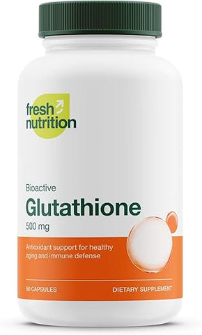 Fresh Nutrition - Cápsula de Glutationa Reduzida – DNA Verificado, Vegano, Sem OGM, Sem Glúten – Mais Forte – 100% Natural