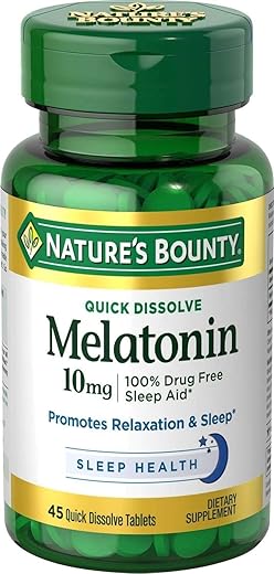 Nature's Bounty - Nature’s Bounty Melatonina 10 mg Comprimidos de Dissolução Rápida 45 un (Pacote com 12)