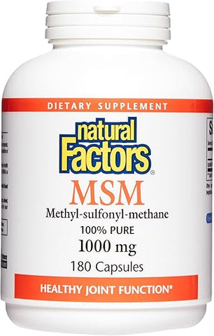 MSM – Suporte para Articulações Saudáveis, Cabelo, Pele e Unhas – 180 Cápsulas - Natural Factors