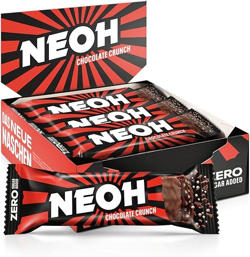 Barras de Chocolate – Barra de Doces com Cobertura de Chocolate Keto, Sem Glúten, Baixa Caloria, Baixo Carboidrato, à Base de Plantas, Lanches Ricos em Fibras, Sem Açúcar Adicionado, Barras Embaladas Individualmente de 28g, Pacote com 12 Unidades - NEOH