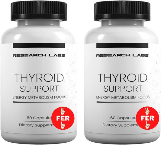 Research Labs - Suplemento de Iodo para Suporte da Tireoide – Energia, Metabolismo, Foco (120 Cápsulas no Total) – 2 Pacotes. Promove Níveis Hormonais Adequados para o Bem-Estar Geral. Fabricado nos EUA