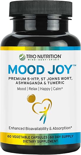 TRIO NUTRITION - Trio Mood Joy | Premium 5-HTP, Erva de São João, Ashwagandha | 60 cápsulas | 100% natural