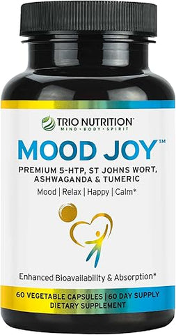 TRIO NUTRITION - Trio Mood Joy | Premium 5-HTP, Erva de São João, Ashwagandha | 60 cápsulas | 100% natural