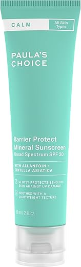 Paula's Choice - Protetor Solar Mineral Paula’s Choice CALM Barrier Protect SPF 30 para Pele Sensível, Alivia Vermelhidão, Indicado para Rosácea – 30g