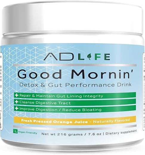 PROJECT AD LLC - Projeto AD Life Good Morning Detox e Performance Drink – Sabor Natural com L-Glutamina, Vinagre de Maçã e Aloe Vera (24 Porções, Extraído Fresco)