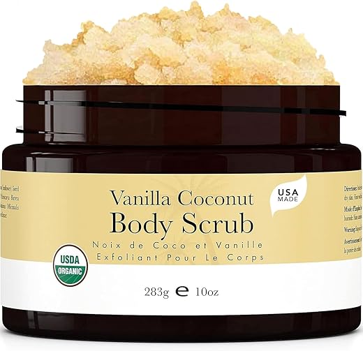 Beauty by Earth - Esfoliante Corporal de Açúcar de Coco e Baunilha Orgânico para Polimento Corporal, Esfoliante Corporal Esfoliante