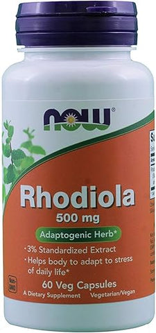 NOW Foods - Now Foods Rhodiola Rosea 500mg – 60 Cápsulas | Energia e Bem-Estar