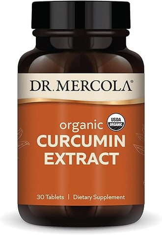 Extrato de Curcumina Orgânica, 30 Porções (30 Comprimidos), Suplemento Alimentar, Apoia uma Resposta Inflamatória Saudável, Não-OGM, Certificado Orgânico pelo USDA - Dr. Mercola
