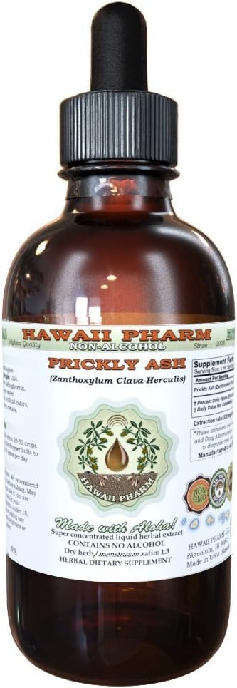 Extrato Líquido de Prickly Ash Sem Álcool, Glicerito de Casca Seca de Prickly Ash (Zanthoxylum Clava-herculis), Suplemento Herbal Natural, Hawaii Pharm, EUA 118 ml