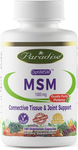 Paradise Herbs - Paradise MSM: 100%% OPTIMSM Original Ingrediente Patenteado Mundialmente. Extração 100%% Natural – Sem Produtos Químicos Agressivos ou Solventes – Fabricado 100%% nos Estados Unidos!