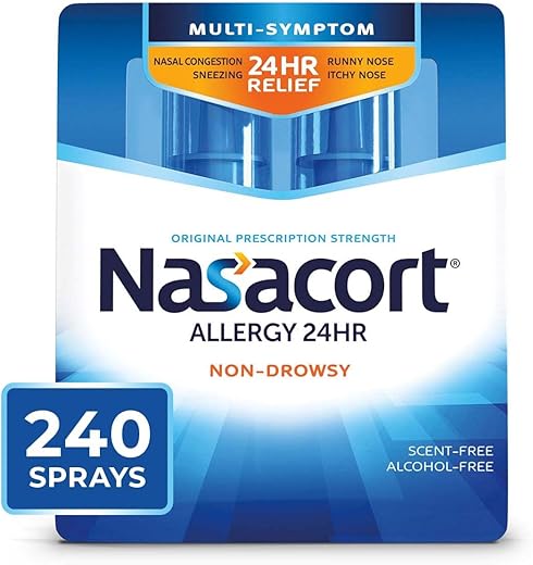24HR Spray Nasal para Adultos, Não Sonolento – Alívio de Alergia - Nasacort