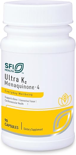 Ultra K2 Menaquinone 4 – Vitamina K2 com 15mg de Vitamina K2 MK4 por Cápsula – Suporte Ósseo - Klaire Labs