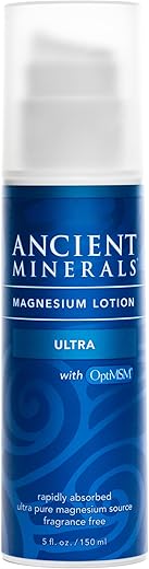 Loção de Magnésio Ultra Ancient Minerals com MSM puro genuíno da Zechstein – Aplicação tópica (150ml)