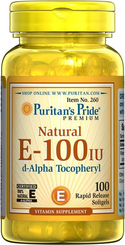Puritan's Pride - Puritan’s Pride Vitamina E-100 IU 100% Natural 100 Softgels – Benefícios para a saúde e bem-estar